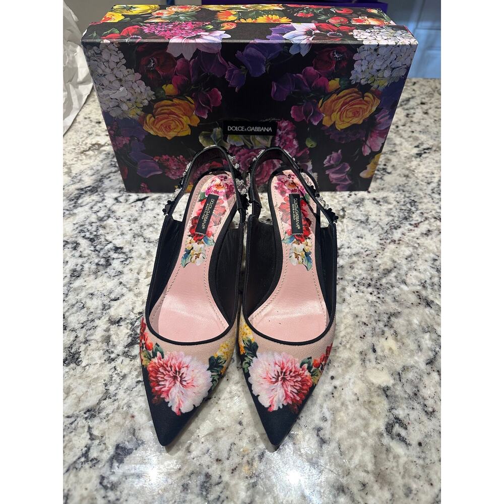 Dolce & Gabbana Cady St Floral Slingback EUC Orig Box Sz 38.5